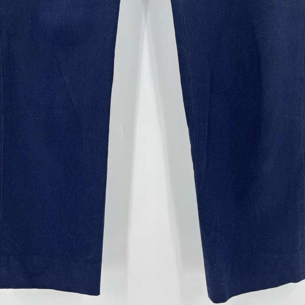 J. Crew Women's Size 4 Kate Straight Leg Pants Bi-Stretch Cotton Navy Blue BF401